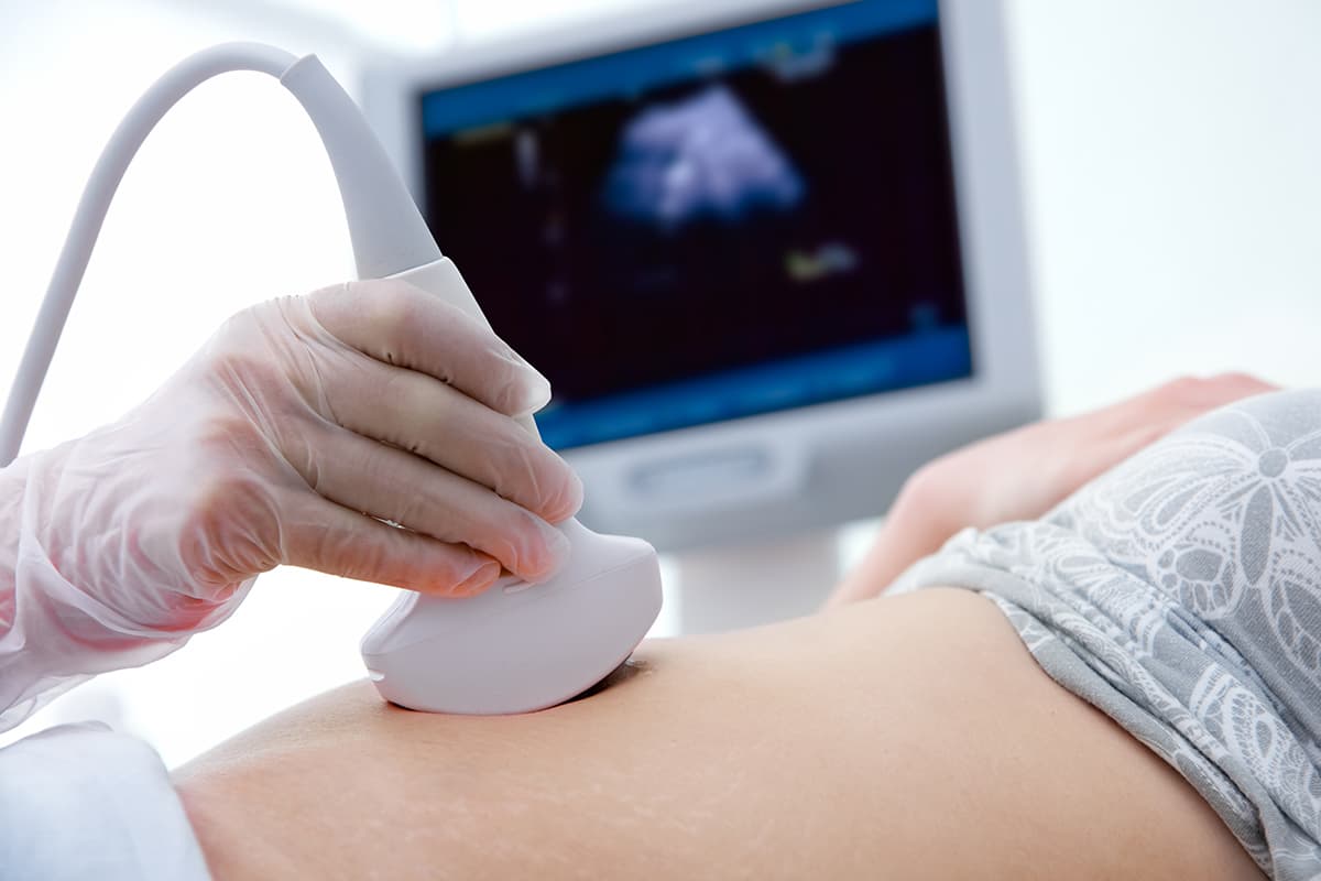 Ultrasound examination being performed